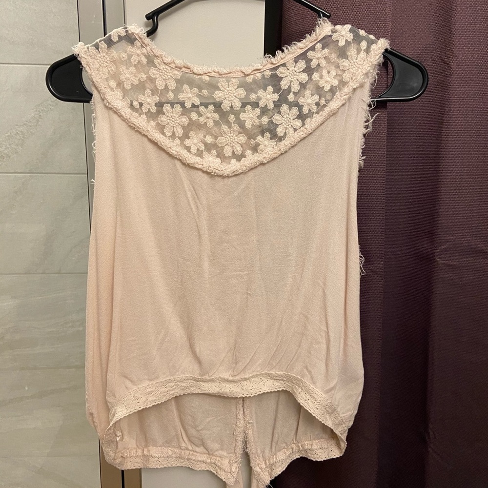 Pol blush pink tie back shirt
